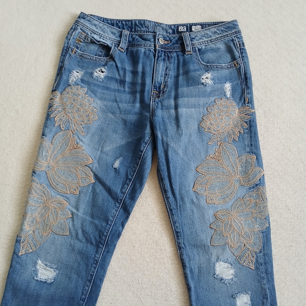 miss me ♡ boyfriend ankle jeans embroidered y2k boho grunge fairy mcbling - Picture 2 of 11